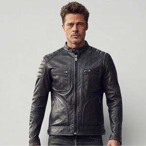 Belstaff Weybridge Dark Grey Leather Moto Jacket (Euro size 54)